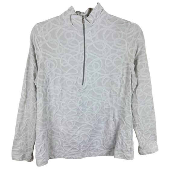 SNO SKINS Tops - Sno Skins White Textured Mock Neck 1/2 Zip Nylon Stretchy Base Layer Size M